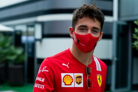 Formula One race and driver imagery of Scuderia Ferrari at the 2020 Russian GP