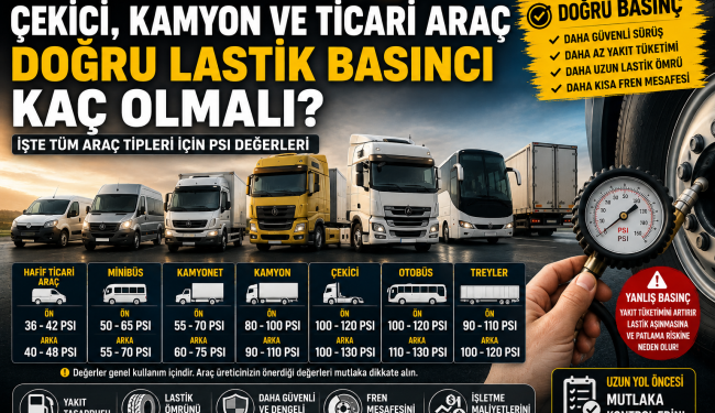 Çekici, Kamyon ve Ticari Araç Sürücüleri Dikkat! Doğru Lastik Basıncı Kaç Olmalı?