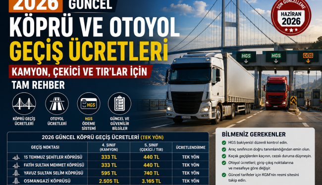 Kamyon, Çekici ve TIR'lar İçin 2026 Güncel Köprü ve Otoyol Ücretleri